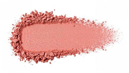 Fototapeta premium Crushed pink powder spread in a dynamic shape on white background.