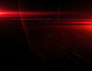 Abstract Red Light Streaks in Dark Space Background. Generated image