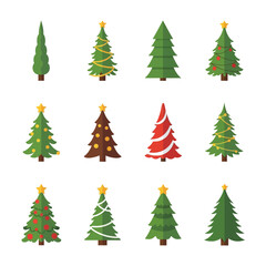 Christmas Tree and Holiday Pine Icon Set