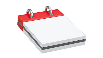 Blank Calendar with Red Top and Silver Rings