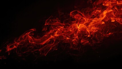 Fototapeta premium A vibrant display of fiery red flames and smoke against a dark background.