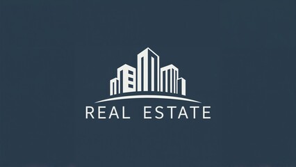 Fototapeta premium Real estate logo with building silhouettes and the text 