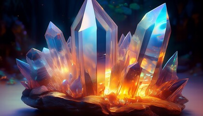 mystical crystal a close up of a mesmerizing crystal formation radiating an ethereal glow captivates the viewer its unique facets and inner structures are illuminated with an inner radiance