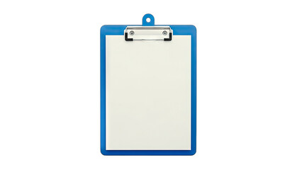 Blue Clipboard with Blank Paper Isolated on White Background