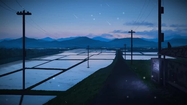 ricefield in the night