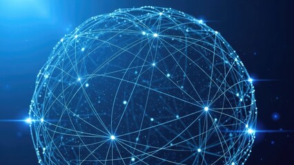 Stunning blue globe with glowing network connections and bright nodes
