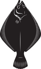 Silhouette of a flatfish, a type of fish with a flattened body