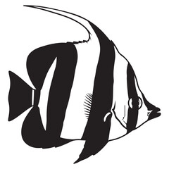 Illustration of a Regal Angelfish with Distinctive Black and White Stripes