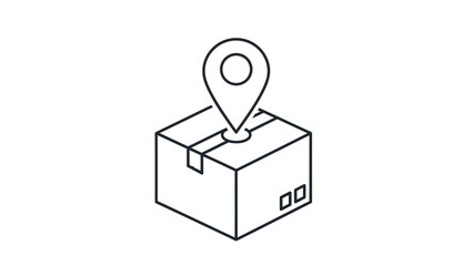 Package Delivery Destination: An illustrative depiction of a package, prominently marked with a location pin, suggesting a clear indication of a delivery destination.