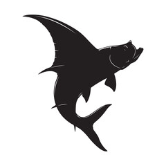 Silhouette illustration of a tarpon fish, a popular sport fishing species