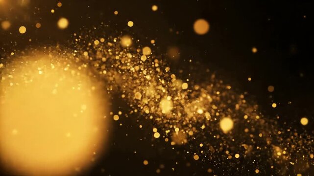 Shimmering gold dust and glowing bokeh particles creating an elegant and festive animated background