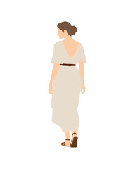Flat vector people and illustration, woman with roman greek outfit