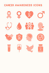 Cancer Awareness Icon Set Vector