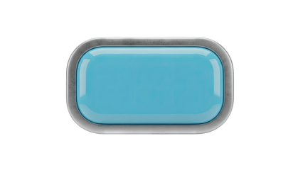 Blue Button with Metallic Frame on White Background