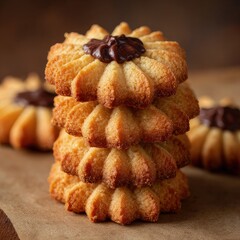 Traditional Homemade Cookies Stack with Rustic Style