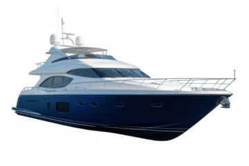 Luxury yacht featuring sleek design and high-end elegance, representing marine recreation, wealth, and success on transparent background