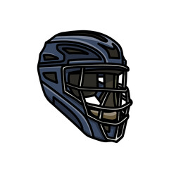 Baseball Catcher's Mask Helmet Gear, Cartoon PNG Illustration.