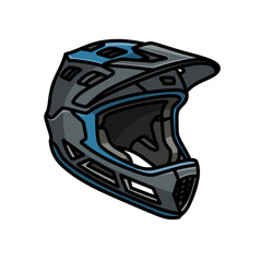 Fototapeta premium Full Face Mountain Bike downhill Helmet, Cartoon PNG Illustration.