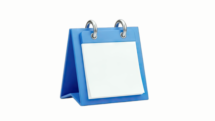 Blue Desk Calendar on White Background