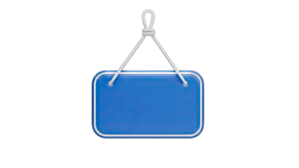 Blue Sign Hanging on White Background