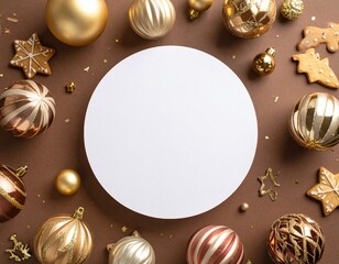 Merry Christmas greeting template with festive holiday atmosphere. Features elegant Christmas decorations, seasonal elements, and warm winter colors. Suitable for greeting cards, posters, banners, soc