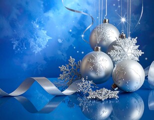 Merry Christmas greeting template with festive holiday atmosphere. Features elegant Christmas decorations, seasonal elements, and warm winter colors. Suitable for greeting cards, posters, banners, soc