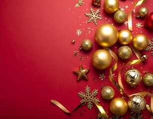 Merry Christmas greeting template with festive holiday atmosphere. Features elegant Christmas decorations, seasonal elements, and warm winter colors. Suitable for greeting cards, posters, banners, soc