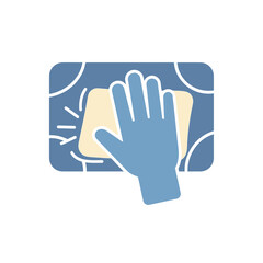 Obraz premium Hand holding a sponge cleaning a surface with circular patterns.