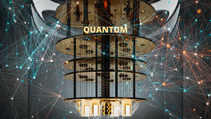 Quantum Computer Technology concept. 3d rendering