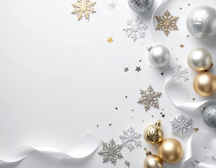 Merry Christmas greeting template with festive holiday atmosphere. Features elegant Christmas decorations, seasonal elements, and warm winter colors. Suitable for greeting cards, posters, banners, soc