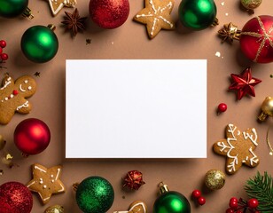 Merry Christmas greeting template with festive holiday atmosphere. Features elegant Christmas decorations, seasonal elements, and warm winter colors. Suitable for greeting cards, posters, banners, soc