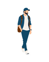 Flat vector people and illustration, man with casual outfit
