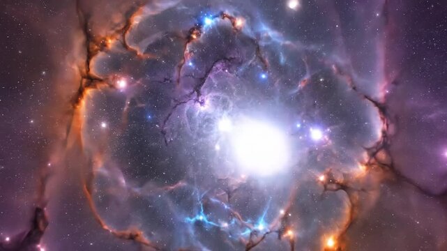 Vibrant nebulae of pure color swirl and coalesce forming complex celestial patterns in deep space