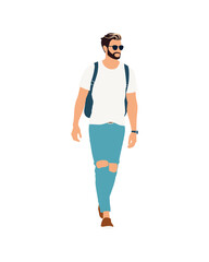 Flat vector people and illustration, man with casual outfit