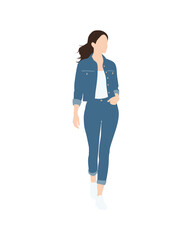 Fototapeta premium Flat vector people and illustration, woman with casual outfit