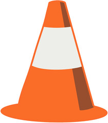 Bright orange and white striped traffic cone illustration symbolizing safety, caution, and roadwork zones