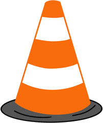 Iconic orange traffic cone with reflective white stripes representing alertness and protected work areas