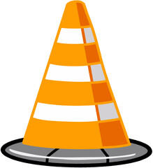 Simple and clear image of a safety cone used for construction sites, traffic control, and hazard indication