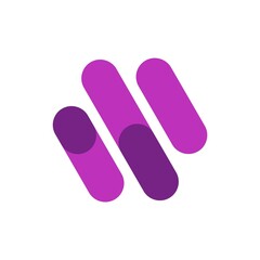 Dynamic Motion Abstract Logo with Three Purple Rounded Bars