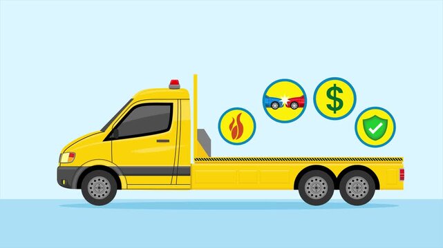 Auto Insurance Protection and Roadside Service Concept with Tow Truck Icons