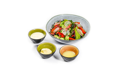 Gourmet Salad with Sliced Chicken or Turkey, Quail Eggs, Cheese, and Crisp Chips