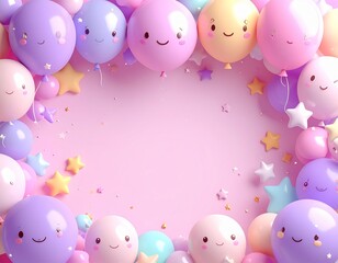 Birthday banner with colorful balloons 