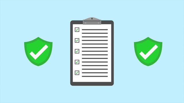 shield icons next to checklist for security and compliance