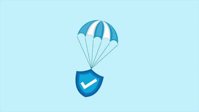Insurance Coverage And Financial Safety Shield Falling Gently With Parachute