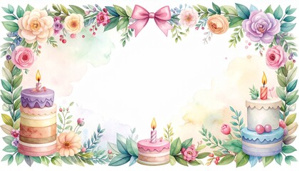 Birthday banner with water colour style 