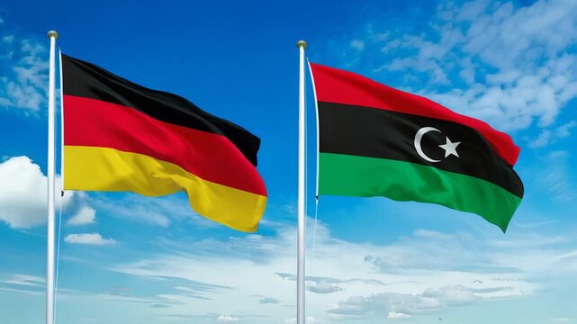 ドイツの国旗とリビアの国旗(Germany flag & Libya flag.)
