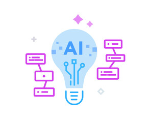 illustrations concept technology, partnership, artificial intelligence business robot, cybes. linear illustration Icons infographics. Landing page site print poster. Line story