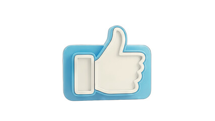 Blue Thumbs Up Icon on White Background