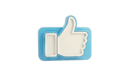 Blue Thumbs Up Icon on White Background