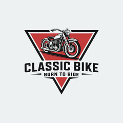 Custom Classic Motorbike Vintage Emblem Logo Design Isolated on white.